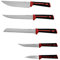 culinario 5-teiliges Messerset, Edelstahlklingen und Kunststoffgriffe in rot-schwarz inkl. Brotmesser und Chefmesser