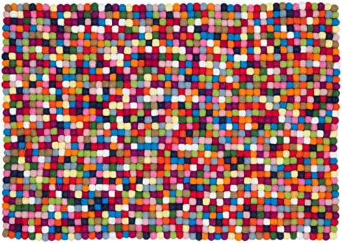 myfelt Filzkugelteppich Lotte - 120 x 170 cm, ideal für Schlaf-, Wohn-, Kinderzimmer, Flur & Bad