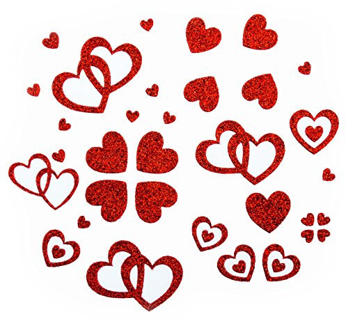 Herzen Sticker in Rot, Gold oder Silber - Glitter Glitzernde Herzen (Rot)