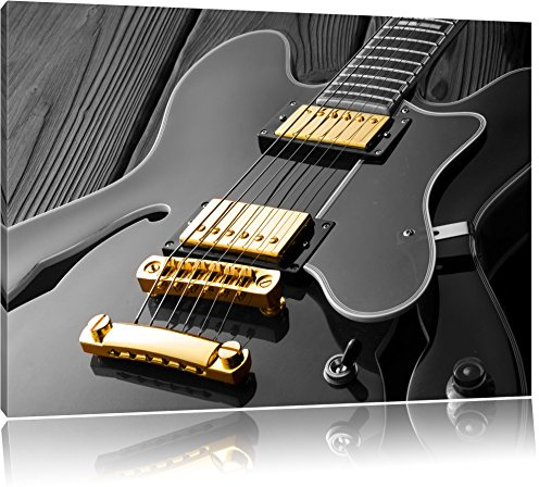 Pixxprint elegante E-Gitarre B&W, Größe: 120x80cm, Leinwandbild, fertig gespannt, Wandbild, Dekoration, Kunstdruck, kein Poster