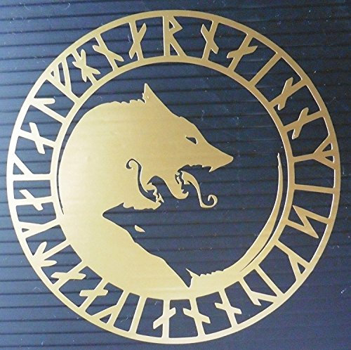 Yin Yang Wolf Rune Kreis Vinyl Aufkleber (Golden)