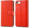 iPhone SE 5 5S Case Premium Leather Flip Wallet Case Cover Pouch For iPhone SE 5 / 5S and Screen Protector With Polishing Cloth And Stylus (Red)