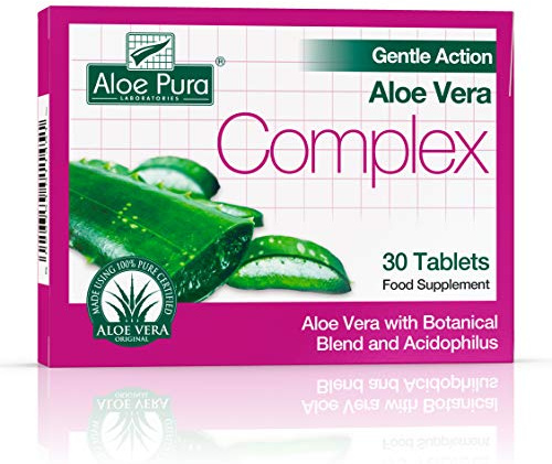 Aloe Pura Aloe Vera Gentle Action Complex Tablets , Natural , Vegetarian , Cruelty Free , Food Supplement, Botanical Blend , 30 Tablets