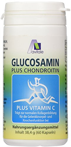 Avitale Glucosamin Chondroitin Kapseln, 60 Stück, 1er Pack (1 x 38,4 g) | Glucosamin plus Chondroitin plus Vitamin C: Trägt zur Kollagenbildung für die Gelenkknorpel- und Knochenfunktion bei