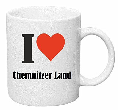 Reifen-Markt Kaffeetasse I Love Chemnitzer Land Keramik Höhe 9,5cm ? 8cm in Weiß
