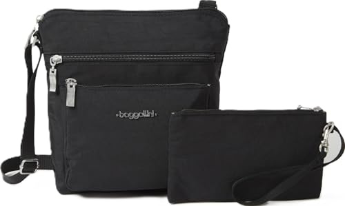 Baggallini Pocket Crossbody Bags for Women 8x8 Small Lightweight Durable Nylon Water-resistant Travel Purse W/Rfid Wristlet