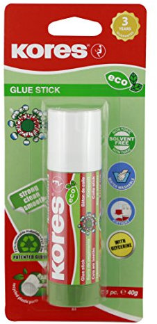 Kores - Eco Glue Stick, Strong-Hold Adhesive, Safe and Non-Toxic Craft Glue for Arts and Crafts, Environment-Friendly, Pack of 1 x 40g