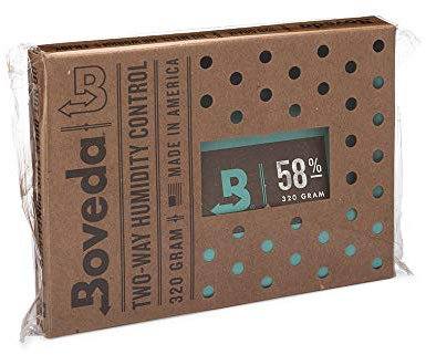 Boveda zur Aufbewahrung von Kräutern | 2-Wege-Feuchtigkeitsregulierung mit 58% relativer Feuchtigkeit | Größe 320 schützt bis zu 2,5 kg Blüten | verhindert den Verlust von Terpenen | 1 Stück