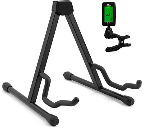Tiger Guitar A-Frame Stand & Chromatic Tuner Pack - Guitar Accessory Kit - Guitar Accessories