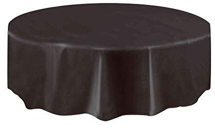 Runde Kunststoff-Tischdecke - 2,13 m - Schwarz, Einzelpackung