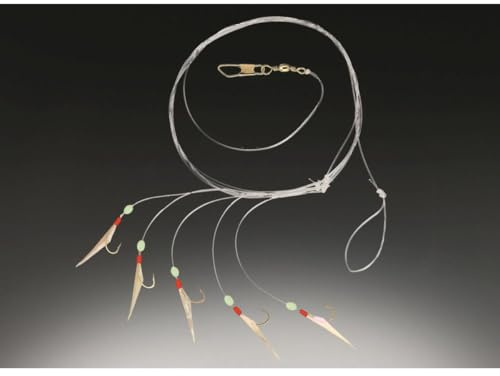 Balzer Micro Heringssystem 1,50m 5 Angelhaken Gr. 14 - Heringsrig zum Angeln auf Heringe, Paternoster zum Heringsangeln, Vorfach