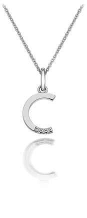 Hot Diamonds 925 Sterling Silver Letter Pendant Necklace | Personalised Initial Letter Necklace for Women | Silver Micro Pendant with 3 Real Diamonds