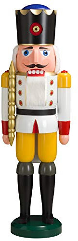 Seiffener Volkskunst Casse-Noisette Roi Blanc, Hauteur 100 cm, Erzgebirge Originale de