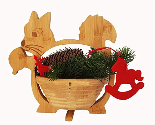 Cesta Plegable Squirrel 30 X 30cm de Bambú Madera Cuenco Frutero Frutas Decoración Cajón Verduras Plato Fruta,Ideal También como Platillo para Ollas,Sartenes Etc. por la Técnica Plegado,Ahorro Espacio