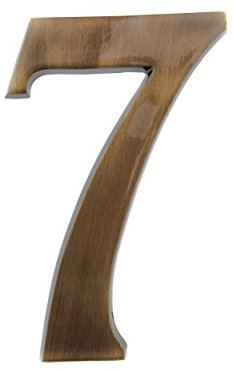 HUBER Hausnummer 7 aus Messing 20 cm I Hausnummern für Haus & Tür I Hausnummer XL I Hausnummernschilder in edlem Messing 3D Design, house number