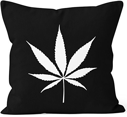MoonWorks Kissenbezug 40x40 Dope Weed Hanf Blatt Marijuana Leaf Kissen-Hülle Deko-Kissen Baumwolle schwarz 40cm x 40cm
