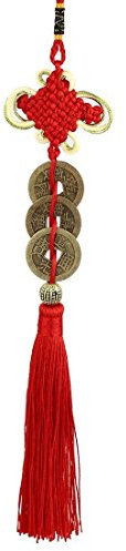 homiki Lot de 2 pièces Pendentif Feng Shui Le Noeud Chinois à Suspendre en Forme de Monnaie pour Richesse et Bonne Fortune