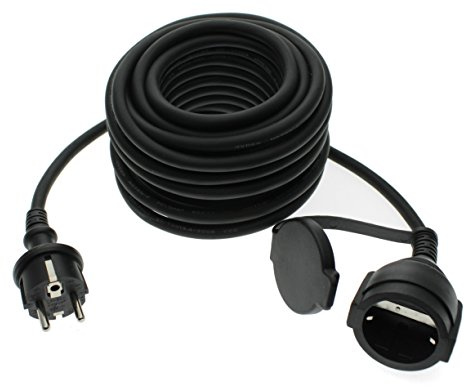 10 m Verlängerungskabel Outdoor IP44 schwarz Trango TG-10MCB (1,70€/ m)