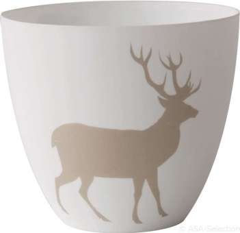 ASA 10124690 Windlicht - Teelichthalter - Porzellan - weiß/beige - Hirsch Ø 9 cm Ø 8 cm