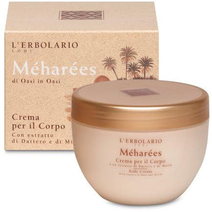 L'Erbolario Crema Corpo Profumata Méharées - Idratazione Intensa - con Estratto di Dattero e Mirra - Rivitalizza e Rinfresca la Pelle - Dermatologicamente testato - Cruelty Free Made in Italy 200 ml