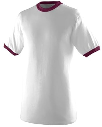 Augusta Sportswear Unisex's Sports Apparel Ringer tee Shirt, White/Maroon, Medium