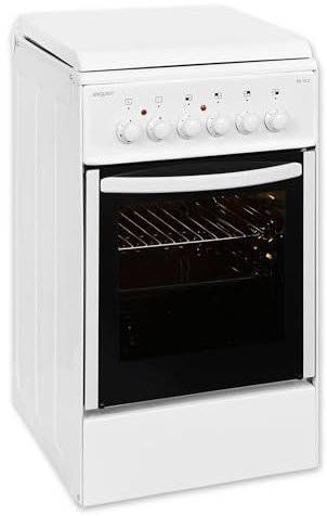 Exquisit Standherd EH 10.3 F2 | Elektro-Standherd | 50 cm | Masse-Kochfeld | 50 L Garraum | Inkl. Deckel | Weiß