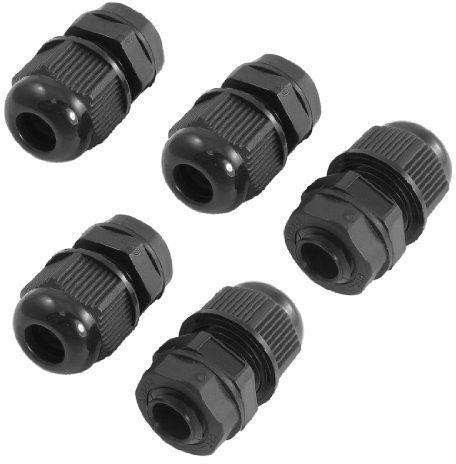 sourcing map 5 Pcs Black Plastic Waterproof M12 x 1.5 3.0-6.5mm Diameter Cable Gland