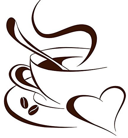 Grandora Wandtattoo Kaffetasse Herz I braun (BxH) 52 x 58 cm I Kaffee Tasse Bohnen selbstklebend Küche Aufkleber Wandaufkleber Wandsticker W3040
