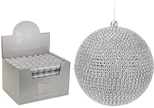 CHICCIE 8 Set Weihnachtskugel Silber mit Perlen komplett 4,5cm - aus Styropor Bruchfest Christbaumschmuck Edel
