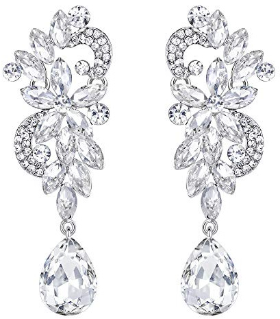 Clearine Damen Ohrringe Böhmisch Kristall Blume Hochzeit Braut Chandelier Tropfen Bling Dangle Statement