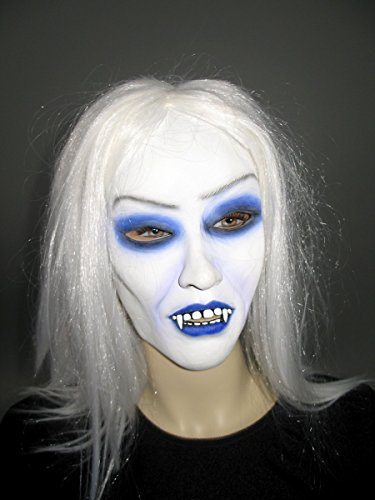 Festartikel Müller Erwachsenen Latexmaske Gothic-Vampirin, mit Haar, Maße ca. 54 x 21 cm, 169.294.00