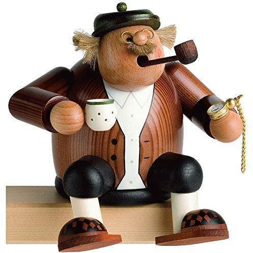 KWO Olbernhau 21686 Räuchermännchen Kantenhocker Opa, 16 cm
