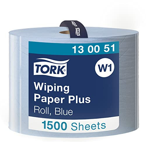 Tork 130051 Starke Mehrzweck Papierwischtücher für W1 Bodenständer- und Wandhalter-System / 2-lagige Putzrolle in Blau / Premium Qualität / 1 x 510 m