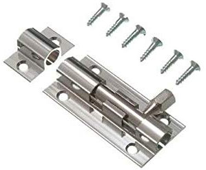 DOOR BOLT BARREL SLIDE LOCK 50MM 2 INCH CHROME WITH SCREWS