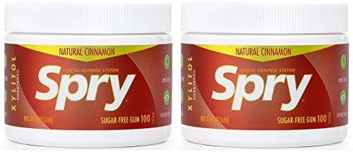 Spry Fresh Natürliches Xylit Kaugummi – Zahnpflege-Kaugummi ohne Aspartam, Zuckerfrei, Glutenfrei, Non-GMO (Cinnamon, 100 Count - Pack of 2)