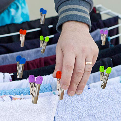 80 Stainless Steel Laundry Pegs Colourful Soft Grip Plastic Pads Long Lasting no Stains use in Garden Balcony or Indoors Bargain Length 6 cm