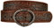 Ledergürtel im Used-Look und geprägter brauner blaugrüner Ledergürtel mit Strass-Ring-Schnalle, Schwarz, Small (26-28)