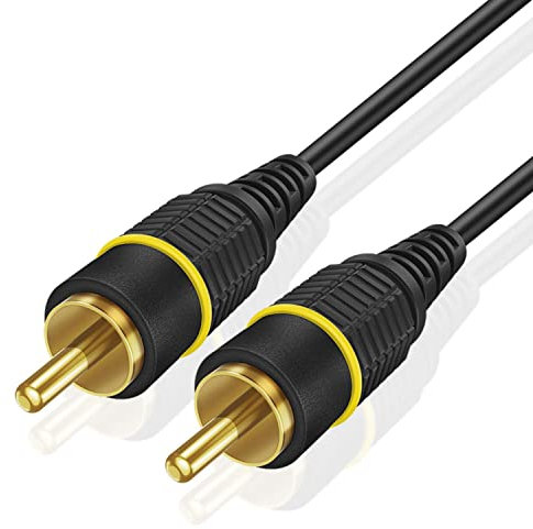 TNP Products Subwoofer S/PDIF Audio Digital Koaxial RCA Composite Video Kabel (91 cm) – vergoldete, doppelt geschirmte Cinch-Stecker auf Cinch-Stecker, Schwarz