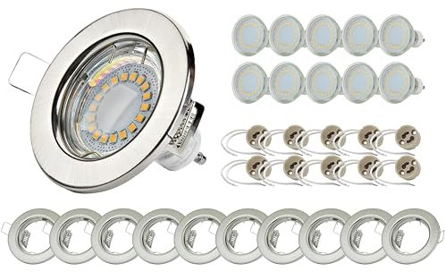 Sweet LED Einbaustrahler GU10 fassung 230V Set 5W Einbauleuchten, Deckenspots Deckenstrahler,leuchten aus Glas kaltweiß 6500K Einbauspots für 10er Set