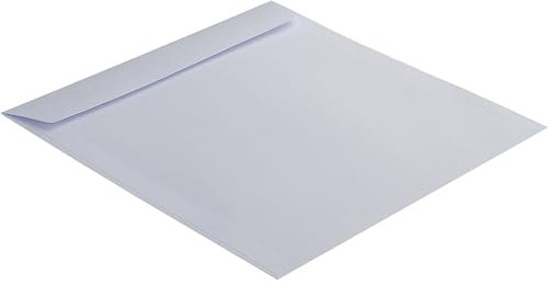 100 Stück, Briefumschläge, 220 x 220 mm, Haftklebung mit Abziehstreifen, Gerade Klappe, 100 g/qm Offset, Ohne Fenster, Weiß, Blanke Briefhüllen