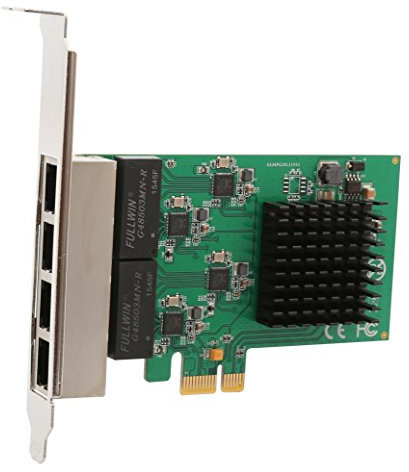 IO Crest si-pex24042 4 Puertos 10/100/1000 Base-T LAN Gigabit Ethernet Tarjeta controladora PCI-Express x4 Interfaz de Red Nic RTL, 8111, chipset – Verde