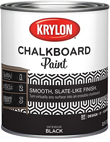 Krylon K05223000 Chalkboard Paint Special Purpose Brush-On, Black, Quart, 1 Quarts (Pack of 1)
