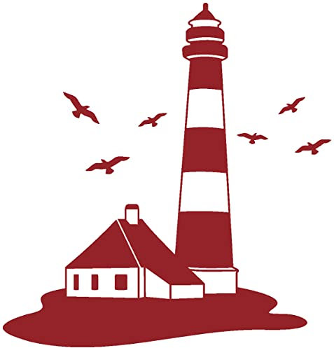 Samunshi® Leuchtturm Wandtattoo Leuchtturm Wandaufkleber 19 x 20cm dunkelrot