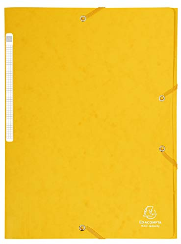 Exacompta 17106H 25er Pack Einschlagmappe aus extra starkem Colorspan-Karton für DIN A4 mit 3 Klappen und 2 Gummizügen gelb