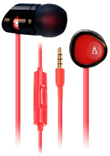 Creative MA205 Noise-isolating in-ear Headset with in-line Mic for Apple, Android and other devices - Black/Red