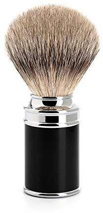 Mühle TRADITIONAL klassischer Rasierpinsel Silberspitz Dachszupf Griff schwarz