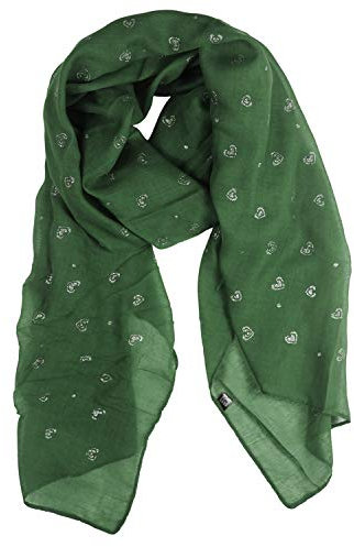 Glamexx24 Damen Schal Halstuch Rundschal Glitzer Metallic Schlauchschal Hertz Blumen Muster Stola für Frühling Sommer Ganzjährig