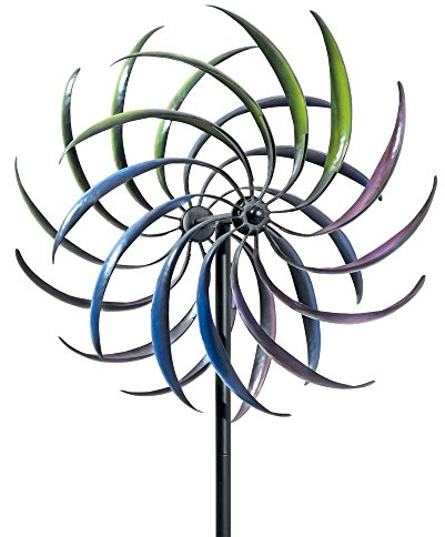 Bits and Pieces - Regenbogen Windrad - Windmühle - Hof und Garten Deko - Dreifarbiges Windspiel