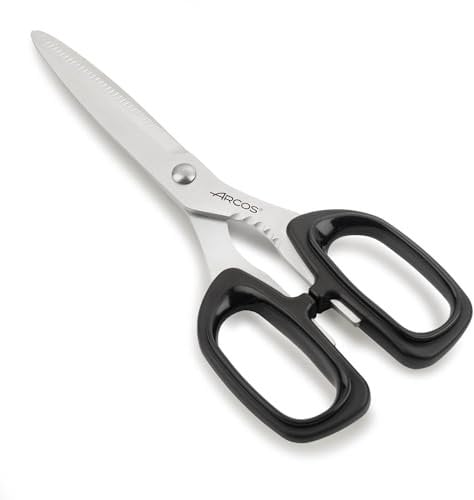 Arcos Prochef Tijeras de Cocina de Acero Inoxidable 200mm y Mango de Polipropileno. Tijeras para Cortar Carnes y Verduras. Color Negro
