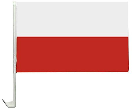 NFP 2 x Autofahne Autoflagge 45 x 30 Polen Auto Fahne Fahnen Flagge Flaggen EM 2016 mit Halterung